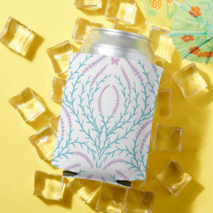 Wild roses and butterflies /pink/pale green/yellow can cooler