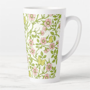 Wild roses and butterflies /pink/pale green/yellow latte mug