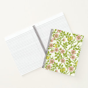Wild roses and butterflies /pink/pale green/yellow notebook