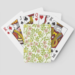 Wild roses and butterflies /pink/pale green/yellow playing cards