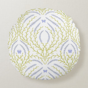 Wild roses and butterflies /pink/pale green/yellow round cushion