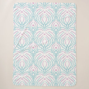 Wild roses and butterflies /pink/pale green/yellow sherpa blanket