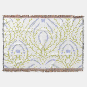 Wild roses and butterflies /pink/pale green/yellow throw blanket