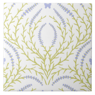 Wild roses and butterflies /pink/pale green/yellow tile