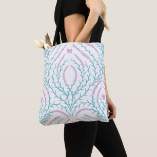 Wild roses and butterflies /pink/pale green/yellow tote bag