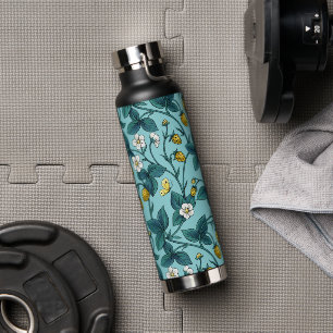Wild roses and butterflies /pink/pale green/yellow water bottle