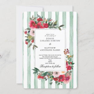 Wild Roses and Cameo Green Invitation