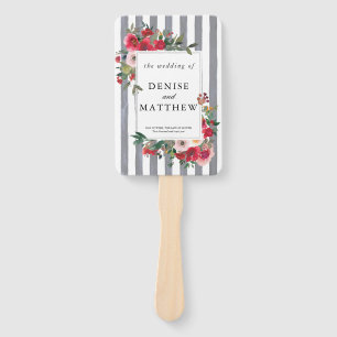 Wild Roses and Chiseled Stone Colour Hand Fan