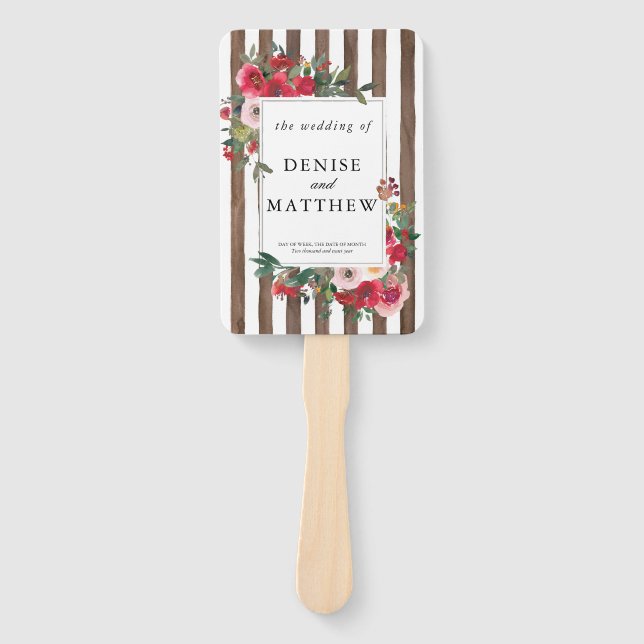 Wild Roses and Coco Mocha Wedding  Hand Fan (Front)