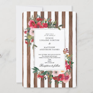 Wild Roses and Coco Mocha Wedding Invitation