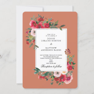 Wild Roses and Earthy Carnelian Colour Invitation