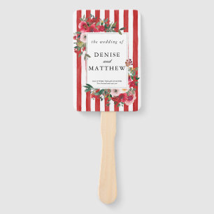 Wild Roses and Lava Red Hand Fan