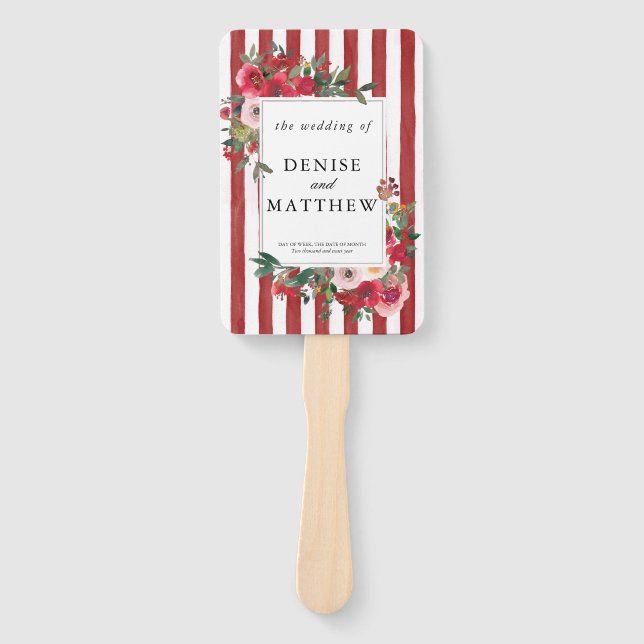 Wild Roses and Lava Red Hand Fan (Front)