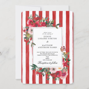 Wild Roses and Lava Red Wedding Invitation