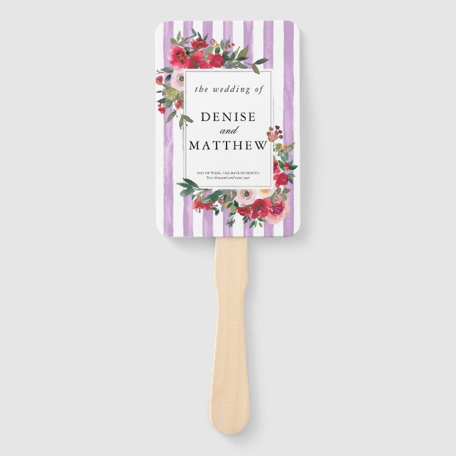 Wild Roses and Lavender Colour Hand Fan (Front)