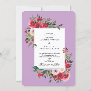 Wild Roses and Lavender Colour Stripes Invitation