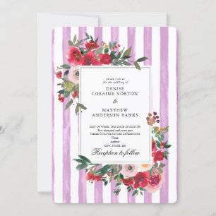 Wild Roses and Lavender Colour Wedding Invitation