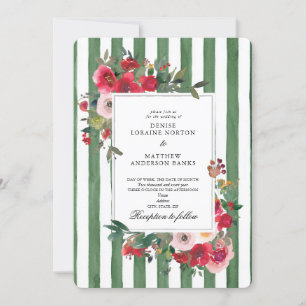 Wild Roses and Loden Green Invitation
