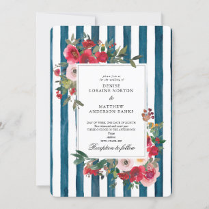 Wild Roses and Midnight Teal Invitation