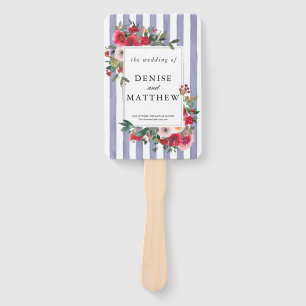 Wild Roses and Persian Violet Wedding Hand Fan