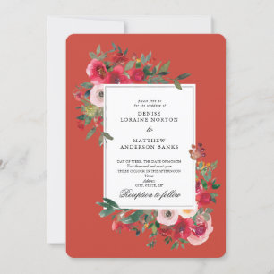 Wild Roses and Poinciana Red Invitation