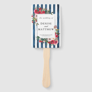 Wild Roses and Polar Night Blue Hand Fan