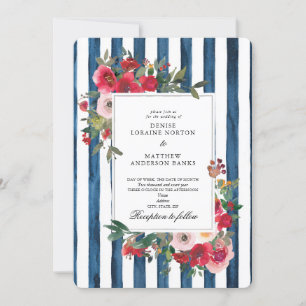 Wild Roses and Polar Night Blue Invitation