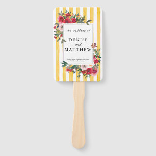 Wild Roses and Samoan Sun Yellow Hand Fan