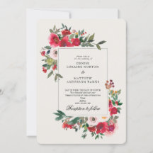 Wild Roses and Snow White Wedding Invitation
