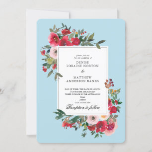 Wild Roses and Spun Sugar Blue Invitation