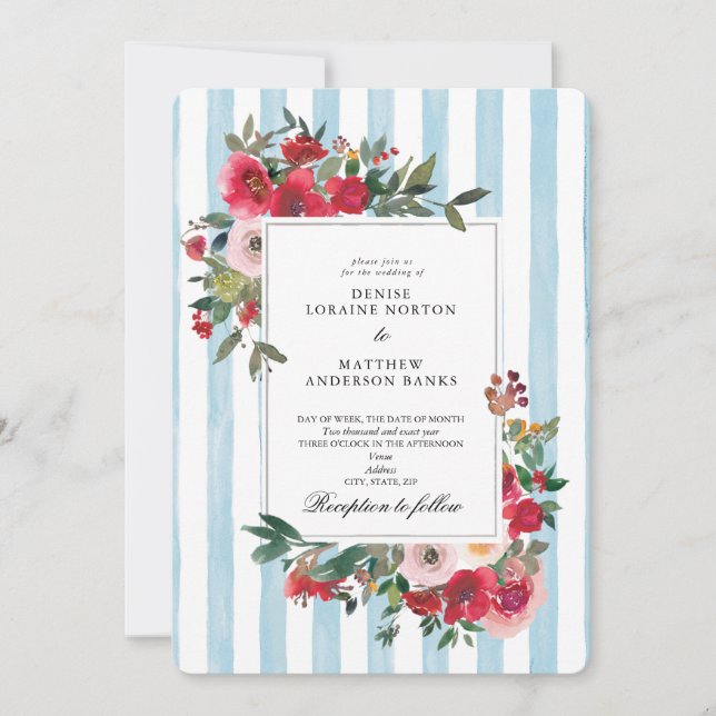 Wild Roses and Spun Sugar Blue Invitation (Front)