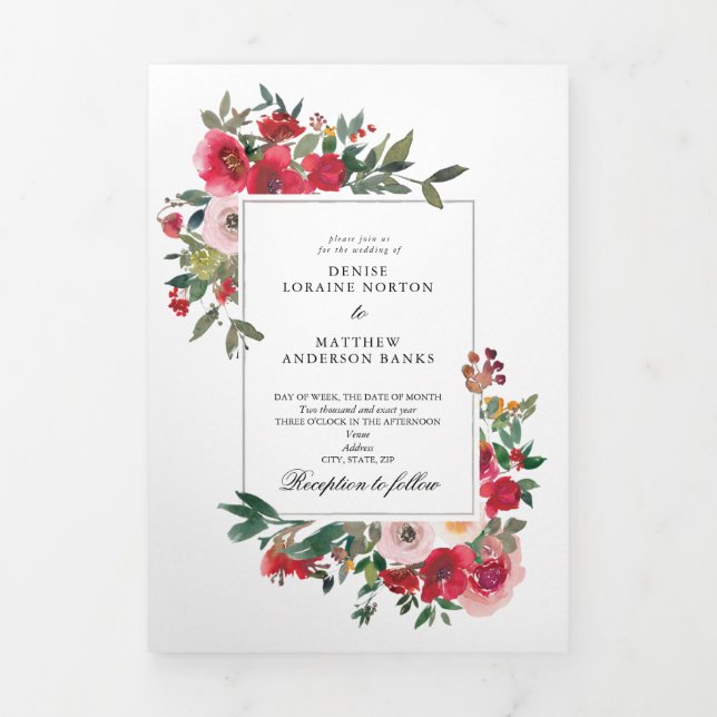 Wild Roses and test Tri-Fold invitation (Cover)