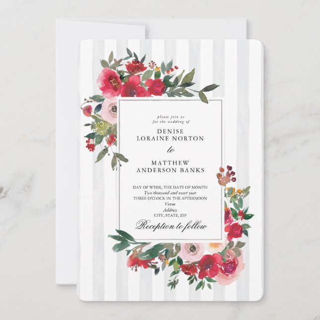 Wild Roses and Tropical Breeze  Invitation (Front)