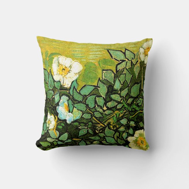 Wild Roses, beautiful painting by Vincent van Gogh Cushion (Front)