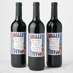 Wild Roses & Bluing Stripe Wine Label