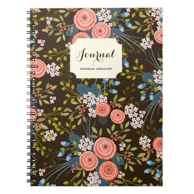 Wild Roses Floral Garden Personalised Notebook (Front)