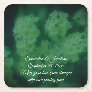 Wild Roses Flower Personalised Wedding Square Paper Coaster