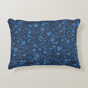 Wild roses in blue decorative cushion