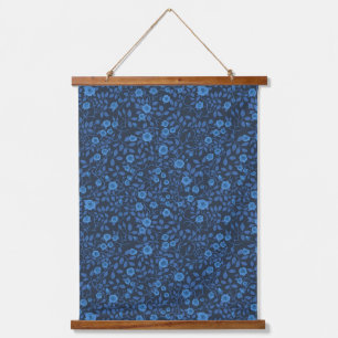 Wild roses in blue hanging tapestry
