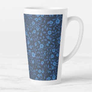 Wild roses in blue latte mug