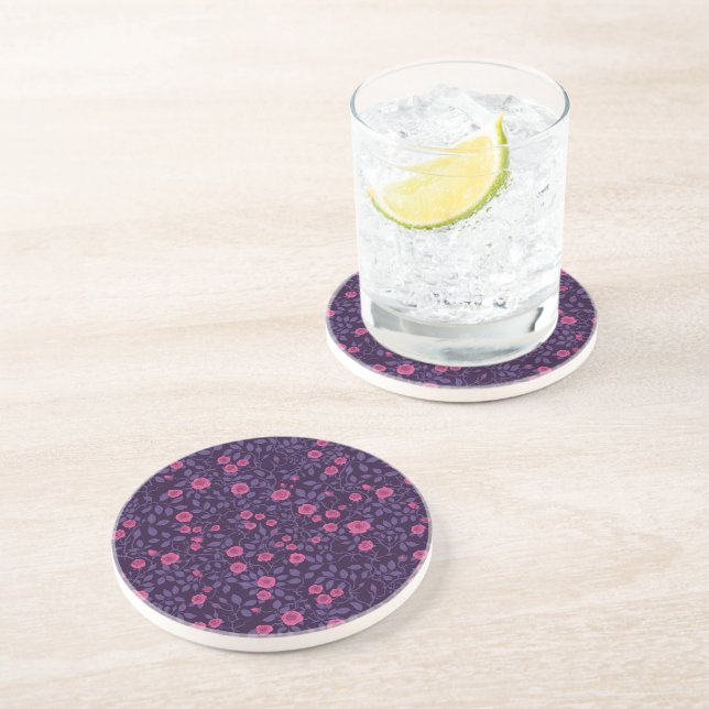 Wild roses in pink and purple coaster (Side)