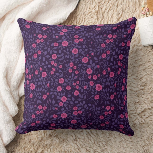 Wild roses in pink and purple cushion (Blanket)