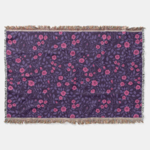 Wild roses in pink and purple throw blanket