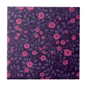 Wild roses in pink and purple tile