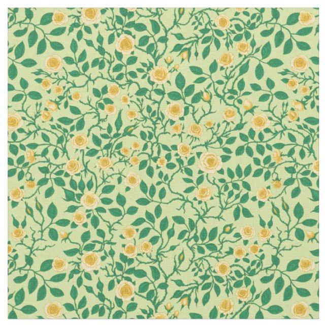 Wild roses in yellow and green fabric (Close Up)