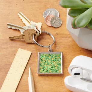 Wild roses in yellow and green key ring