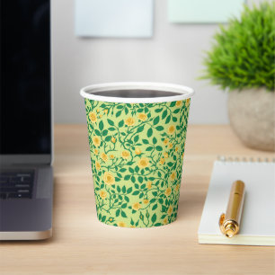 Wild roses in yellow and green paper cups