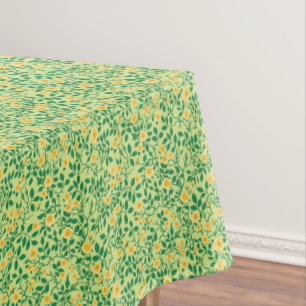 Wild roses in yellow and green tablecloth