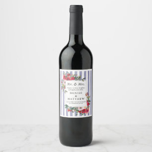Wild Roses & Persian Violet Stripe Wine Label
