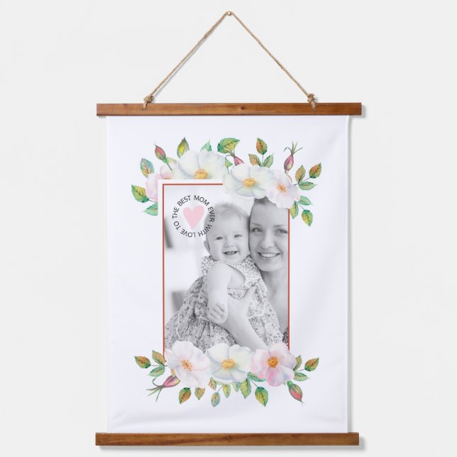 Wild roses rust border Mother's Day photo Hanging Tapestry (Front)